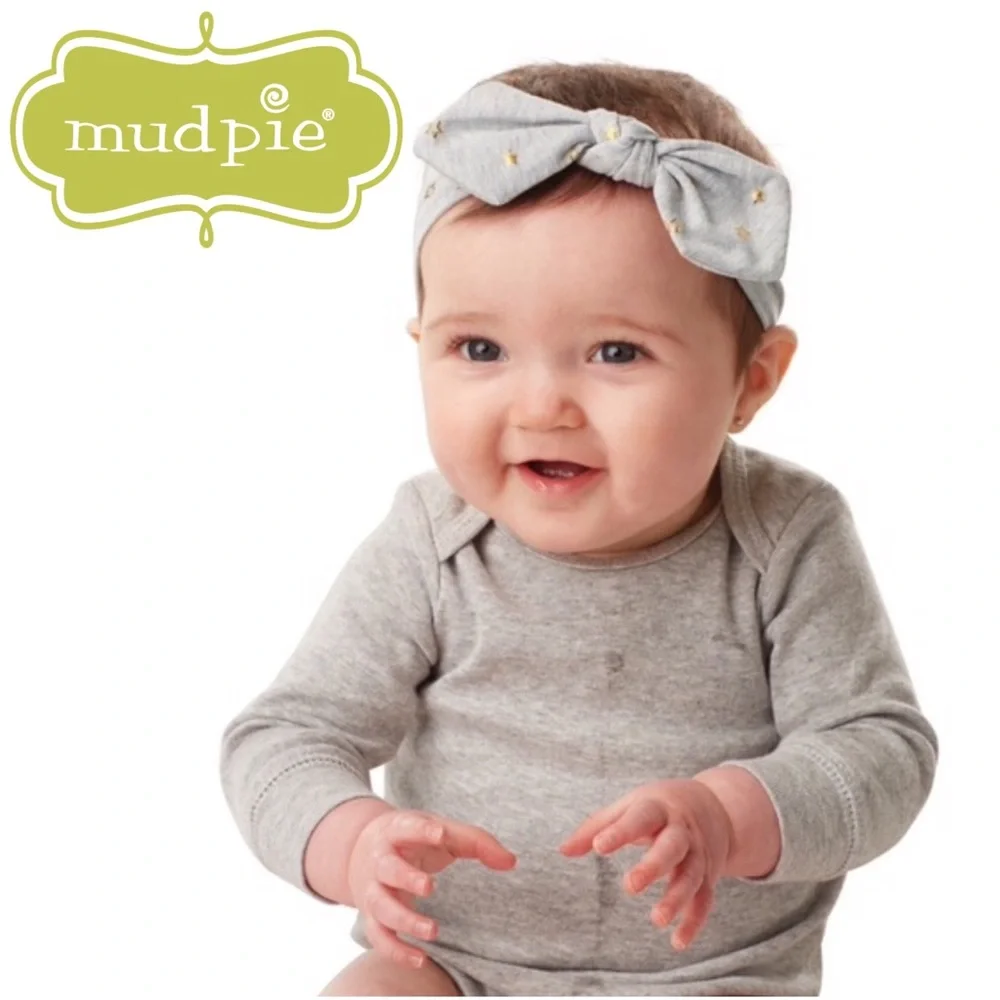 Mud Pie Grey Knot Bow Headband